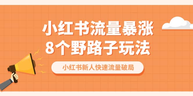 小红书流量-暴涨8个野路子玩法：小红书新人快速流量破局（8节课）-创盟网