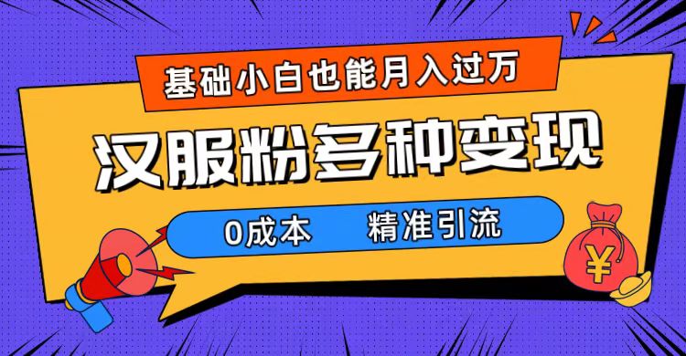 一部手机精准引流汉服粉，0成本多种变现方式，小白月入过万（附素材+工具）-创盟网