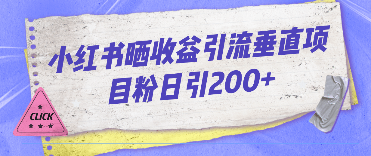 小红书晒收益图引流垂直项目粉日引200+-创盟网