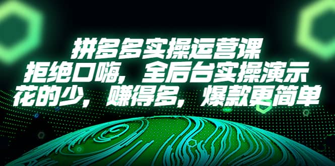 拼多多实操运营课：拒绝口嗨，全后台实操演示，花的少，赚得多，爆款更简单-创盟网