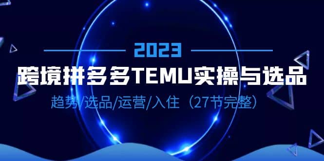 2023跨境·拼多多·TEMU实操与选品，趋势·选品·运营·入住（27节完整）-创盟网