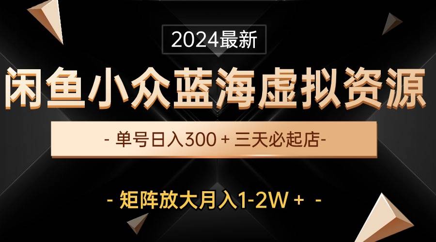 最新闲鱼小众蓝海虚拟资源，单号日入300＋，三天必起店，矩阵放大月入1-2W-创盟网