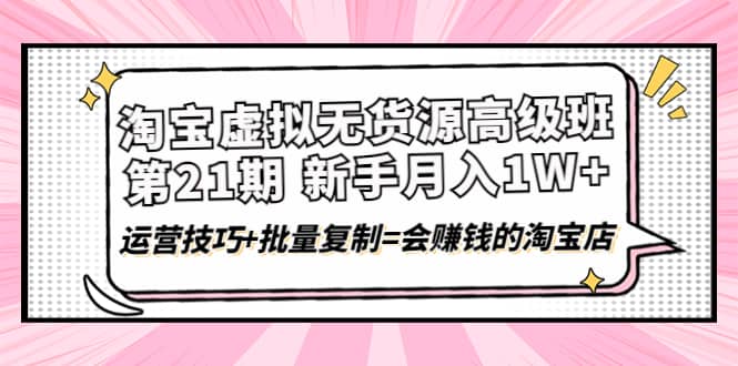 淘宝虚拟无货源高级班【第21期】运营技巧+批量复制=会赚钱的淘宝店-创盟网