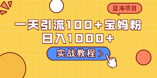 一天引流100+宝妈粉，日入1000+的蓝海项目（实战教程）-创盟网