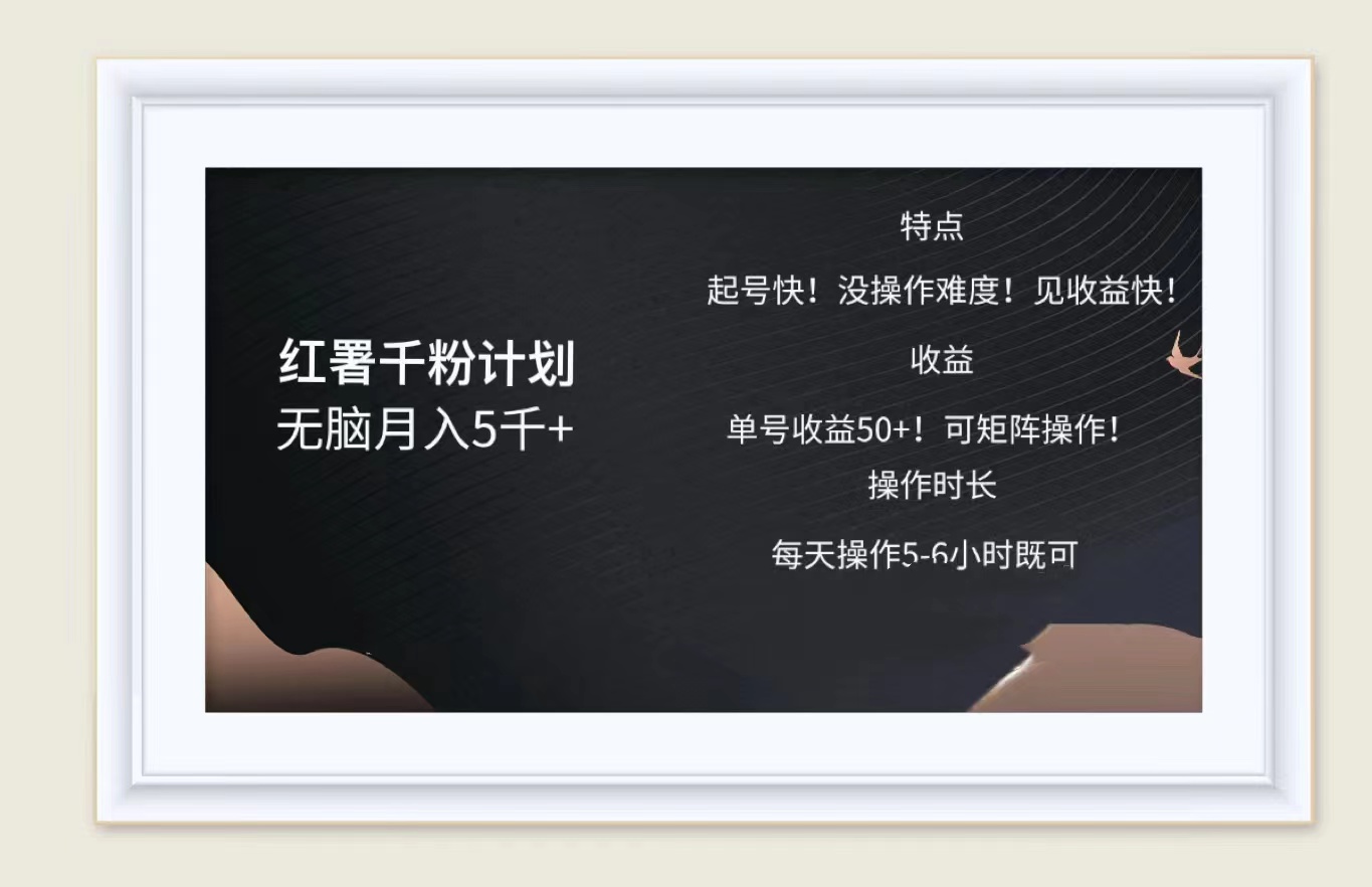 红薯千粉计划无脑月入5千➕！既做既赚！-创盟网