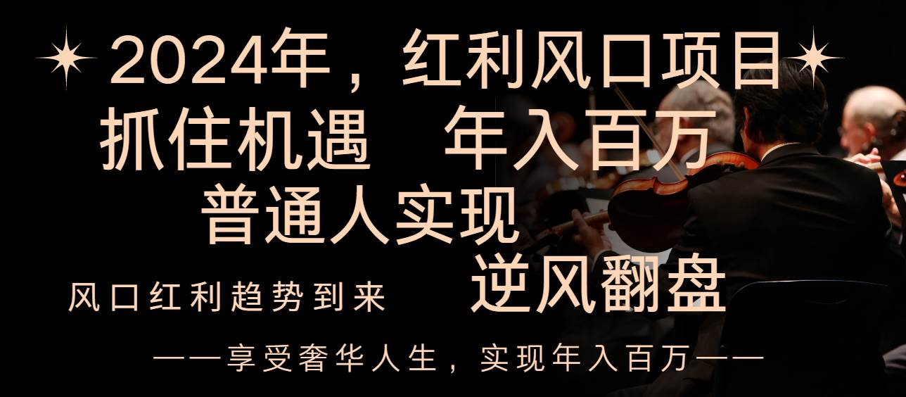 2024红利风口项目来袭，享受第一波红利，逆风翻盘普通人也能实现，年入百万-创盟网