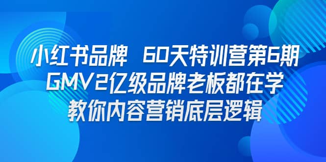 小红书品牌 60天特训营第6期 GMV2亿级品牌老板都在学 教你内容营销底层逻辑-创盟网