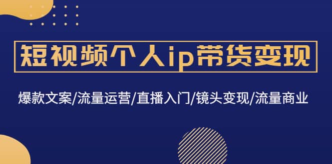 短视频个人ip带货变现：爆款文案/流量运营/直播入门/镜头变现/流量商业-创盟网