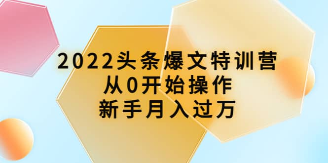 2022头条爆文特训营：从0开始操作，新手月入过万（16节课时）-创盟网