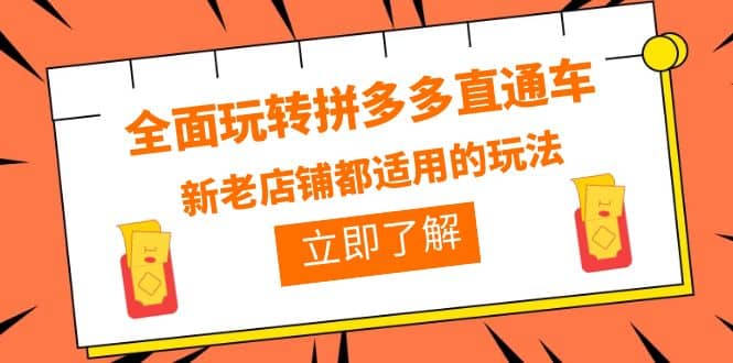全面玩转拼多多直通车，新老店铺都适用的玩法（12节精华课）-创盟网