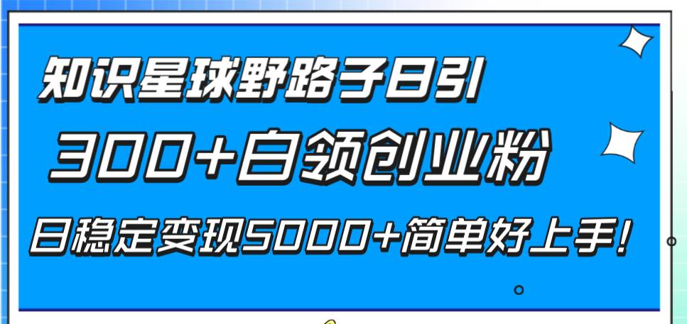 知识星球野路子日引300+白领创业粉，日稳定变现5000+简单好上手！-创盟网