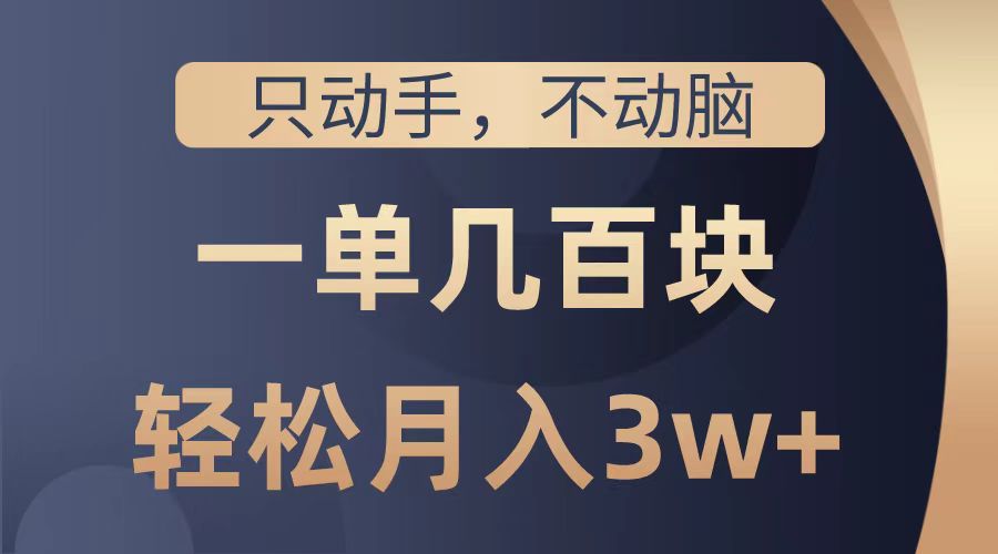只动手不动脑，一单几百块，轻松月入2w+，看完就能直接操作，详细教程-创盟网