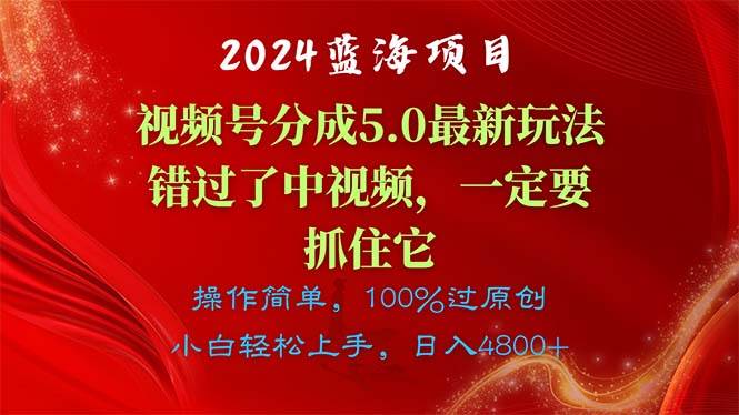 2024蓝海项目，视频号分成计划5.0最新玩法，错过了中视频，一定要抓住…-创盟网