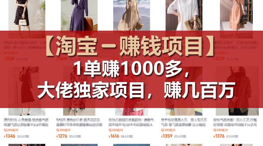 【淘宝赚钱项目】1单可赚1000多，大佬独家项目，年赚几百万-创盟网
