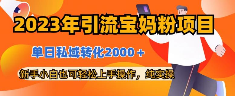 2023年引流宝妈粉项目，单日私域转化2000＋，新手小白也可轻松上手操作，纯实操-创盟网