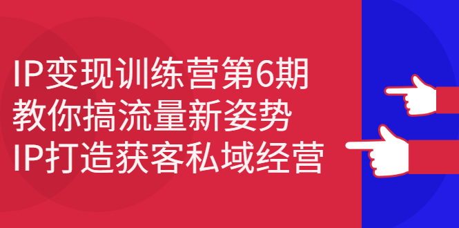 IP变现训练营第6期：教你搞流量新姿势，IP打造获客私域经营-创盟网
