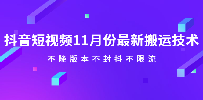 抖音短视频11月份最新搬运技术，不降版本不封抖不限流！【视频课程】-创盟网