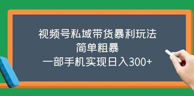 视频号私域带货暴利玩法，简单粗暴-创盟网