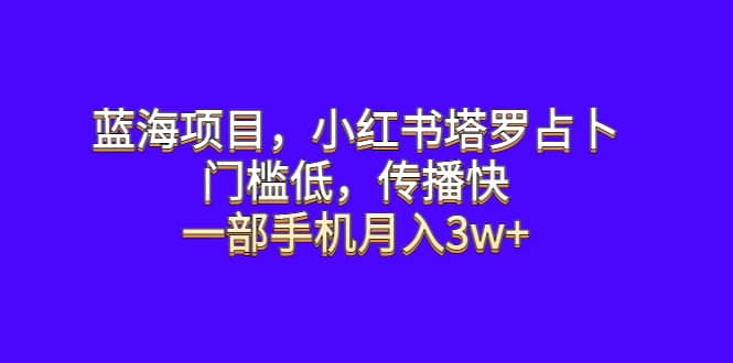 蓝海项目，小红书塔罗占卜，门槛低，传播快，一部手机月入3w+-创盟网