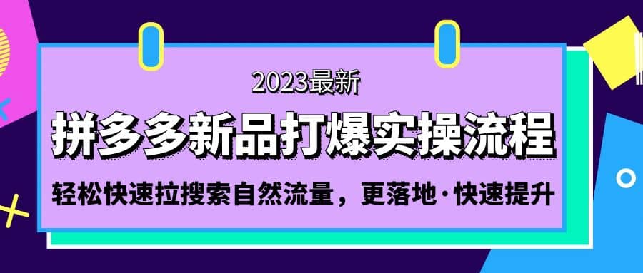 拼多多-新品打爆实操流程：轻松快速拉搜索自然流量，更落地·快速提升-创盟网