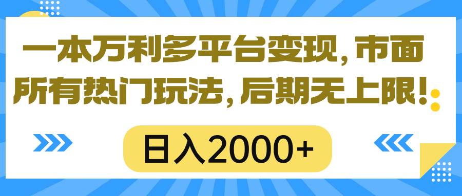 一本万利多平台变现，市面所有热门玩法，日入2000+，后期无上限！-创盟网