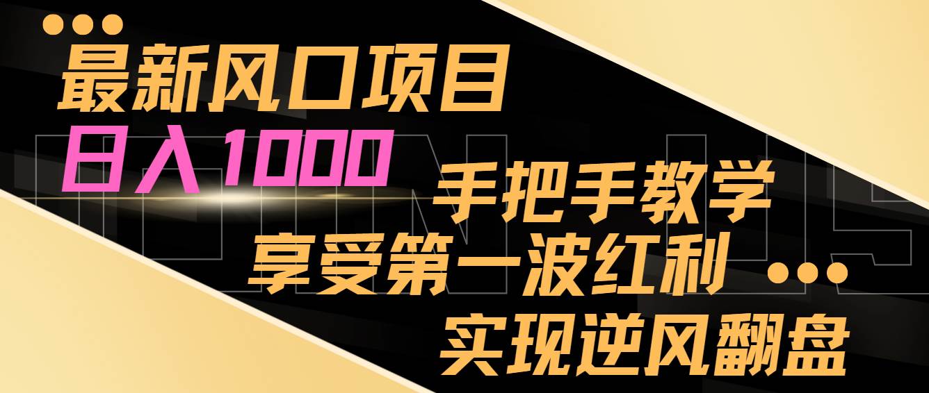 最新风口项目，日入过千，抓住当下风口，享受第一波红利，实现逆风翻盘-创盟网
