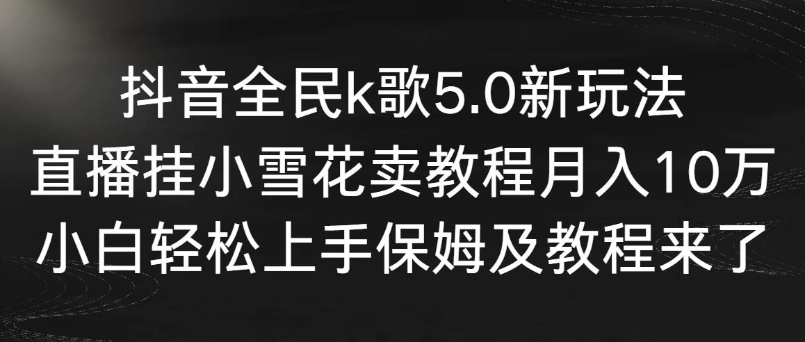 抖音全民k歌5.0新玩法，直播挂小雪花卖教程月入10万，小白轻松上手，保…-创盟网