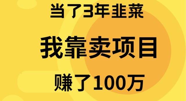当了3年韭菜，我靠卖项目赚了100万-创盟网
