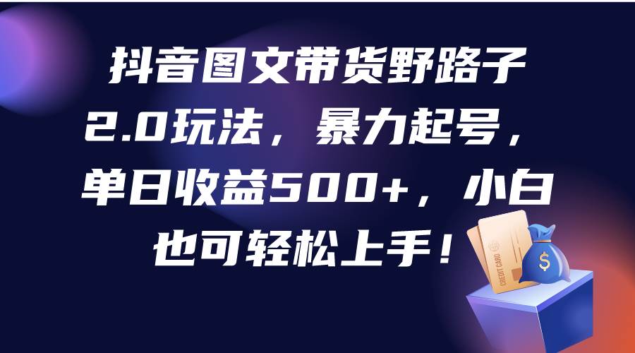抖音图文带货野路子2.0玩法，暴力起号，单日收益500+，小白也可轻松上手！-创盟网