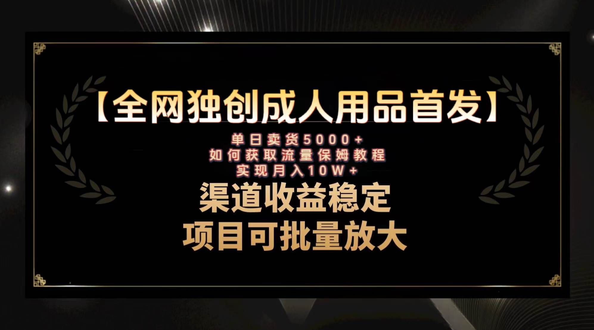 最新全网独创首发，成人用品赛道引流获客，月入10w保姆级教程-创盟网