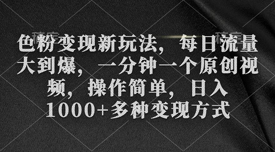 色粉变现新玩法，每日流量大到爆，一分钟一个原创视频，操作简单，日入1000+-创盟网
