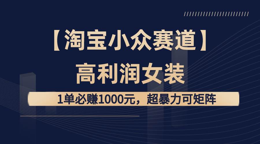 【淘宝小众赛道】高利润女装：1单必赚1000元，超暴力可矩阵-创盟网
