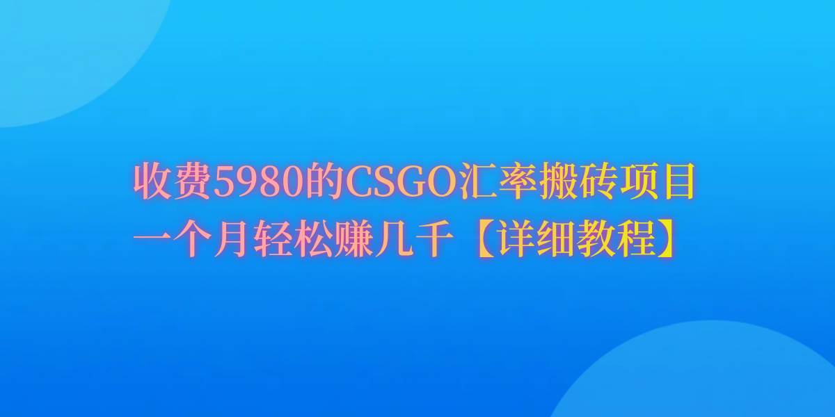 CSGO装备搬砖，月综合收益率高达60%，你也可以！-创盟网