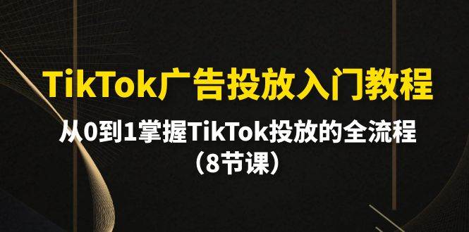 TikTok广告投放入门教程，从0到1掌握TikTok投放的全流程（8节课）-创盟网