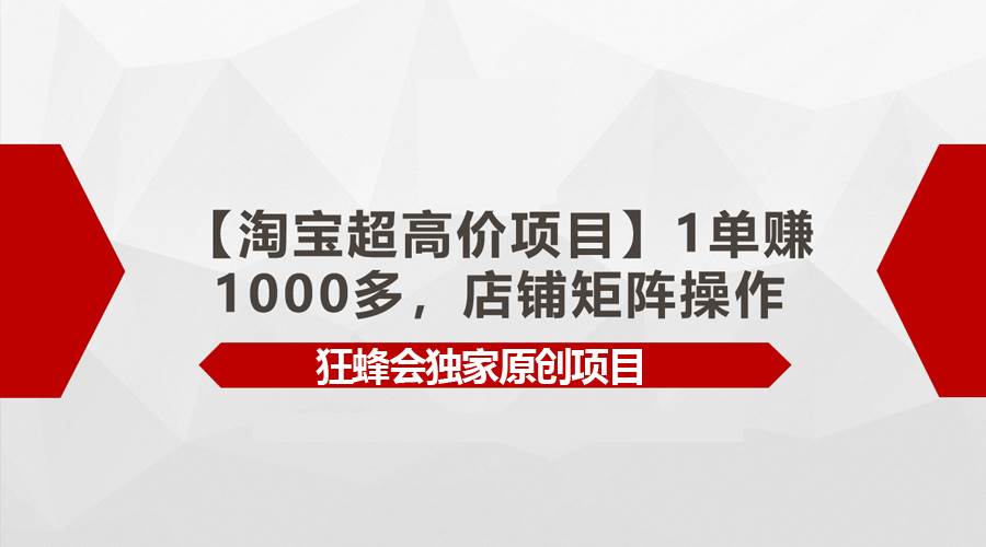 【淘宝超高价项目】1单赚1000多，店铺矩阵操作-创盟网