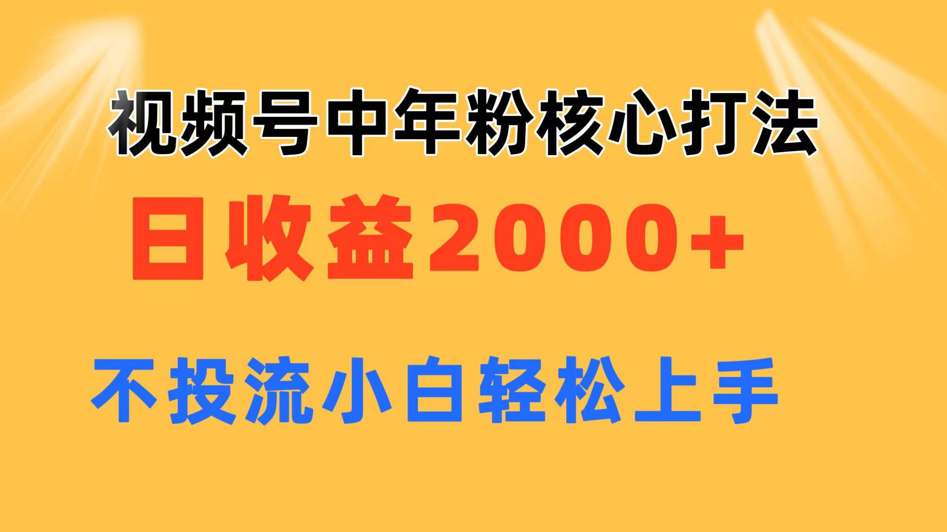 视频号中年粉核心玩法 日收益2000+ 不投流小白轻松上手-创盟网