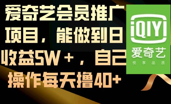 爱奇艺会员推广项目，能做到日收益5W＋，自己操作每天撸40+-创盟网