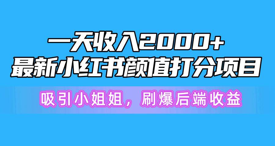 一天收入2000+，最新小红书颜值打分项目，吸引小姐姐，刷爆后端收益-创盟网