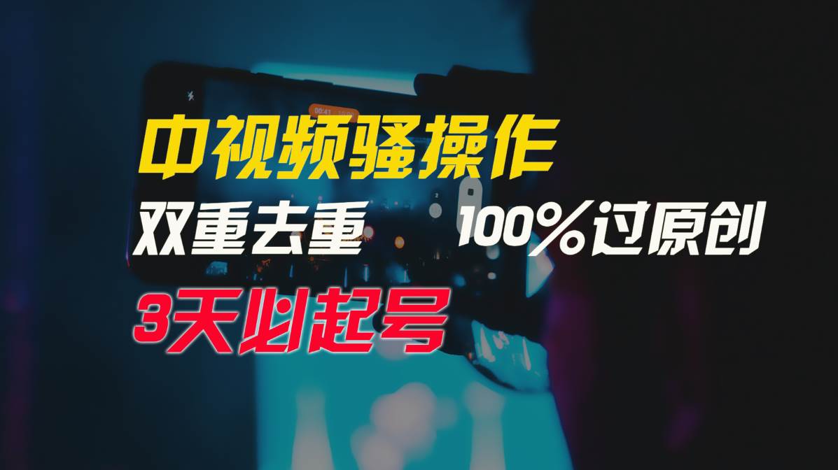 中视频骚操作，双重去重100%过原创，3天比必起号，简单无脑，月入3W+-创盟网