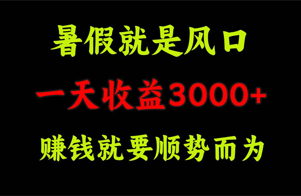 一天收益3000+ 赚钱就是顺势而为，暑假就是风口-创盟网