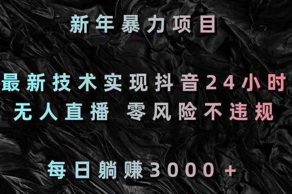 新年暴力项目，最新技术实现抖音24小时无人直播 零风险不违规 每日躺赚3000-创盟网