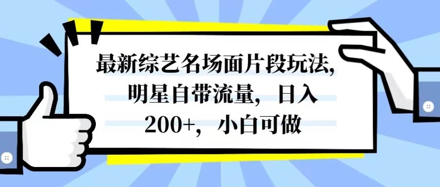 最新综艺名场面片段玩法，明星自带流量，日入200+，小白可做-创盟网