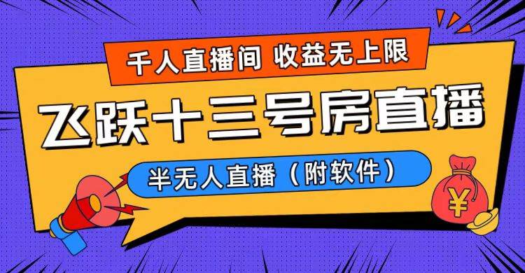 爆火飞跃十三号房半无人直播，一场直播上千人，日入过万！（附软件）-创盟网
