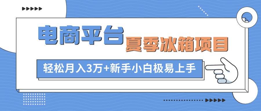 电商平台夏季冰箱项目，轻松月入3万+，新手小白极易上手-创盟网