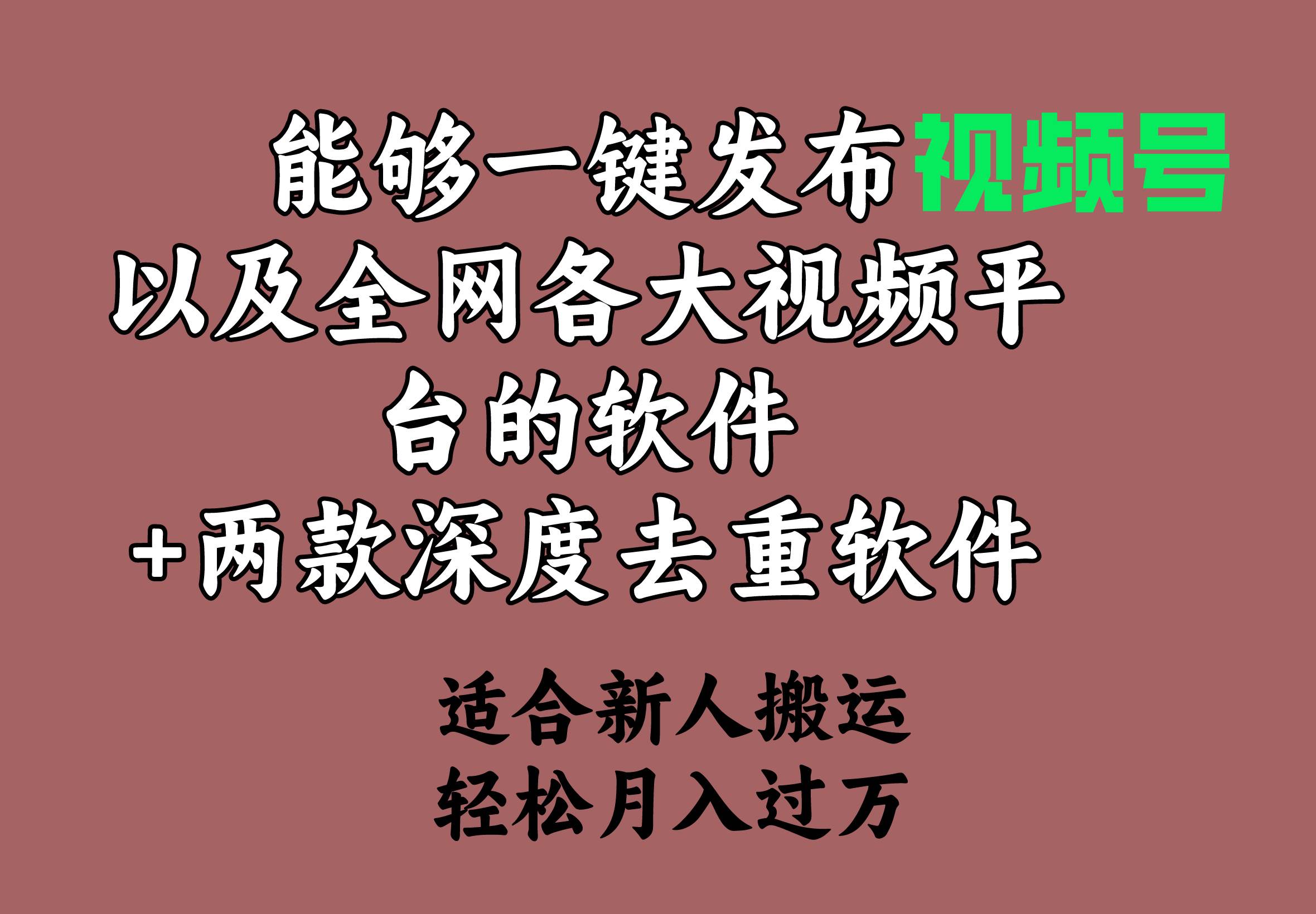 能够一键发布视频号以及全网各大视频平台的软件+两款深度去重软件 适合…-创盟网