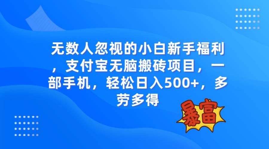 无数人忽视的项目，支付宝无脑搬砖项目，一部手机即可操作，轻松日入500+-创盟网