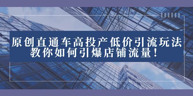 2023直通车高投产低价引流玩法，教你如何引爆店铺流量！-创盟网