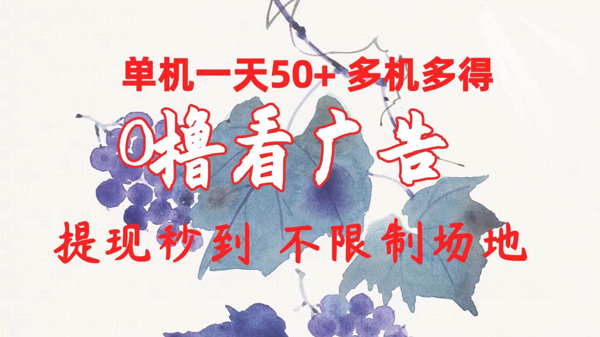 0撸看广告 单机一天50+多机多得 提现秒到 不限制场地操作-创盟网