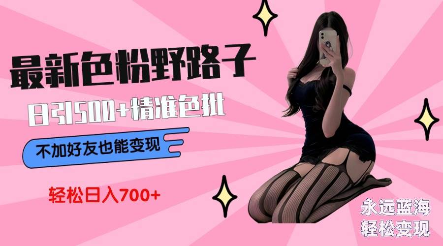 最新色粉变现野路子，日引500+老色批 可不加好友直接变现 小白轻松日入700+-创盟网