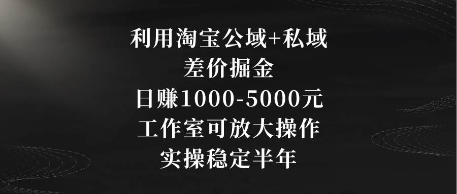 利用淘宝公域+私域差价掘金，日赚1000-5000元，工作室可放大操作，实操…-创盟网